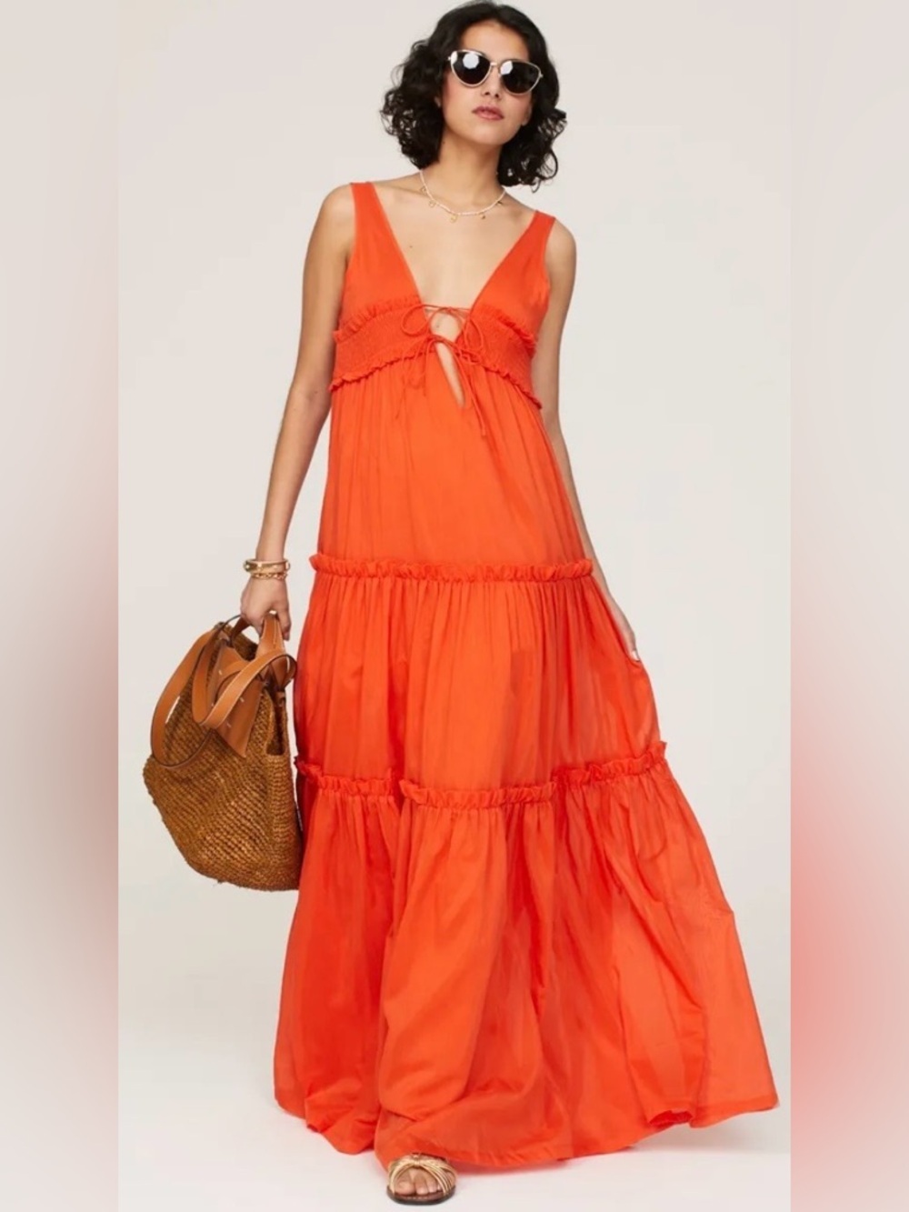 *Flawed RTR Nicholas Orange Myla Maxi Dress Size 0 (0132)